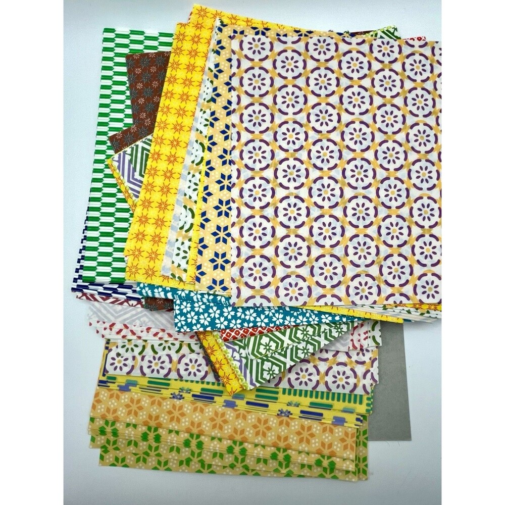 Lot of Origami Paper Multi Color Printed Vintage 7/8" Tall Stack